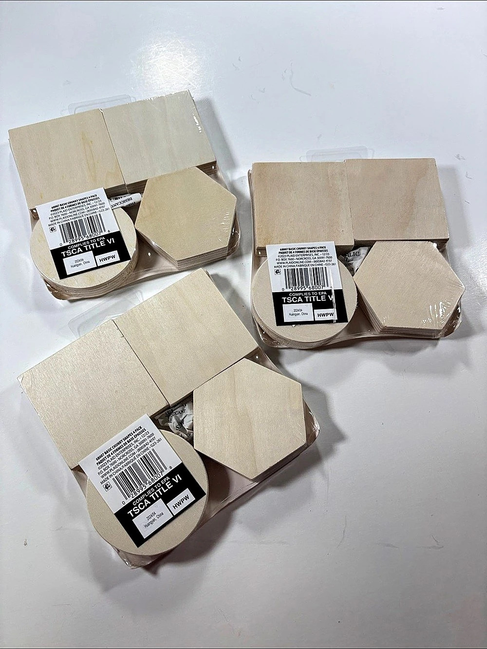 Plaid Enterprises Basic Chunky Shapes 4 Pack Craft Shapes 3-Pack Bundle in Beige